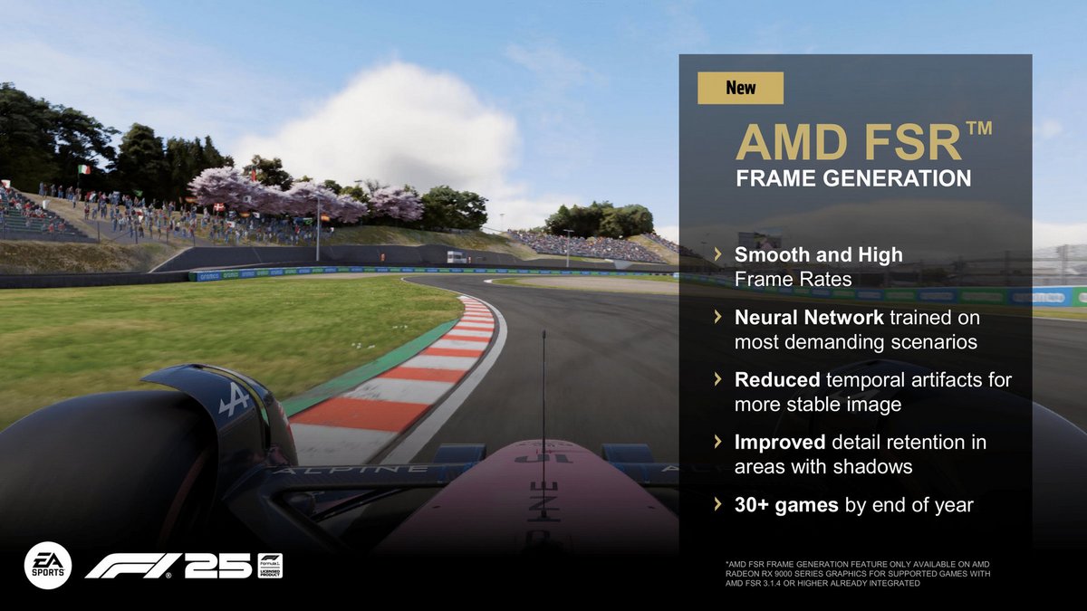 FSR Frame generation se montre particulièrement efficace sur les images rapides. ©AMD