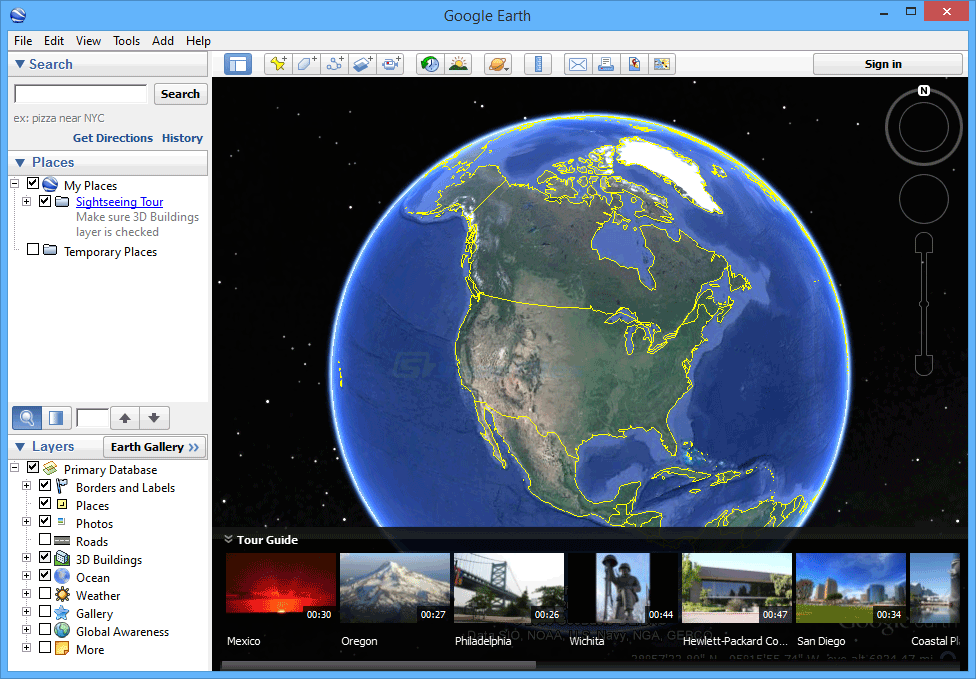 Exploration virtuelle du monde avec Google Earth et ses outils cartographiques intégrés. - © Google Earth