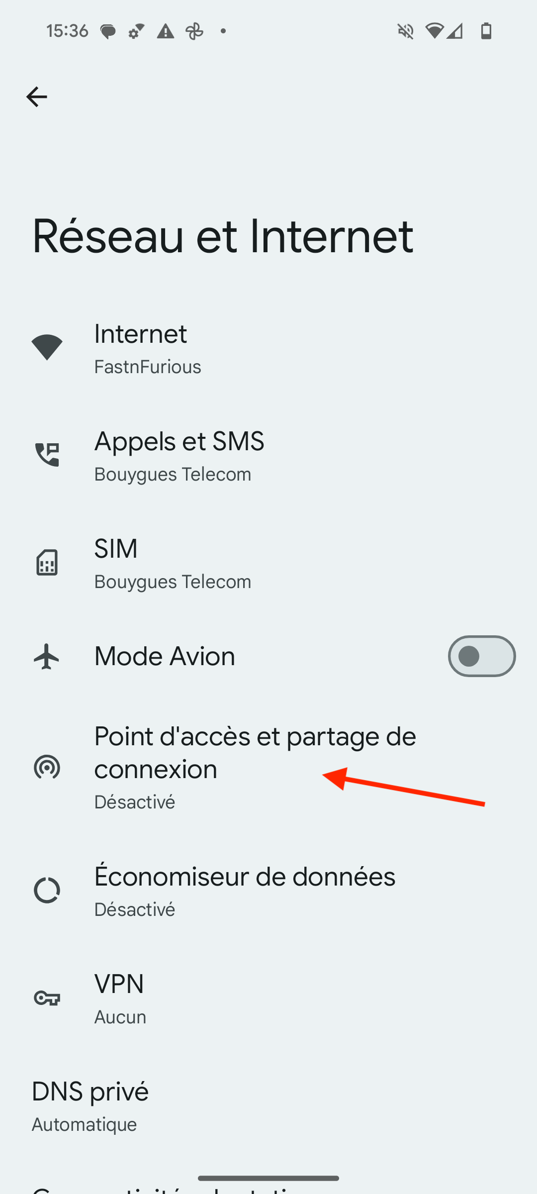 réseau et internet android partage de connexion