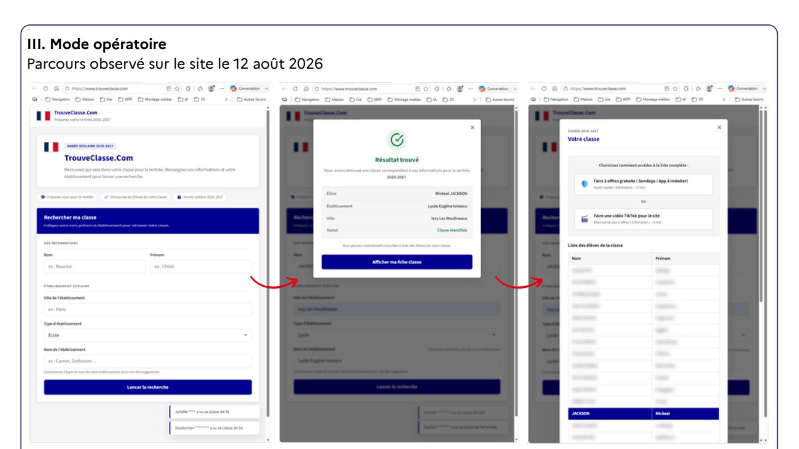 Le COMCYBER-MI nous montre le mode opératoire de ces sites collecteurs de données. © COMCYBER-MI