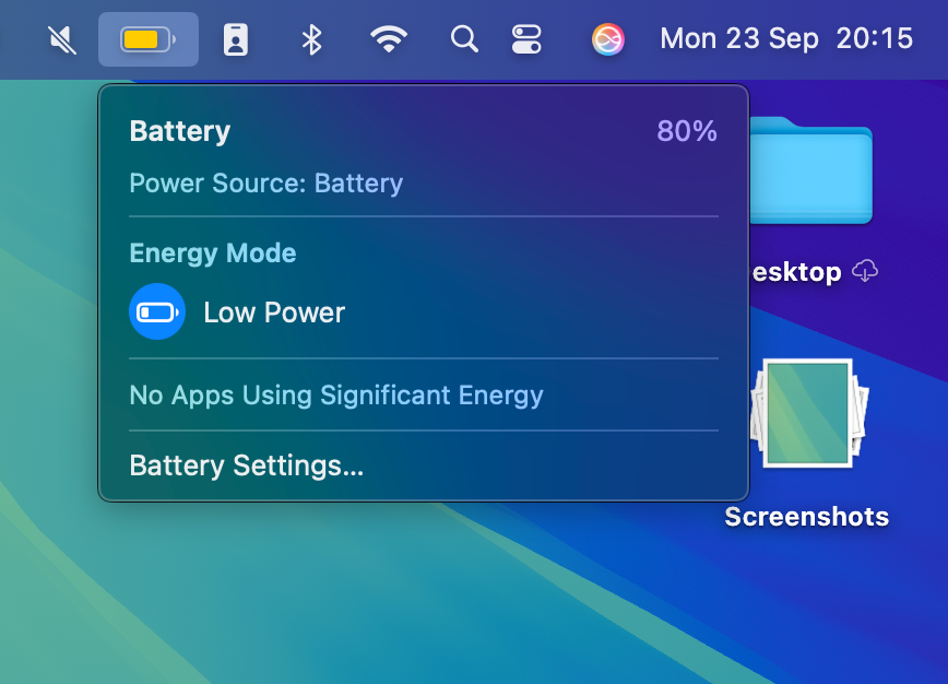 Le mode économie d'énergie dans la bêta 5 de macOS Sequoia 15.1 © 9to5Mac