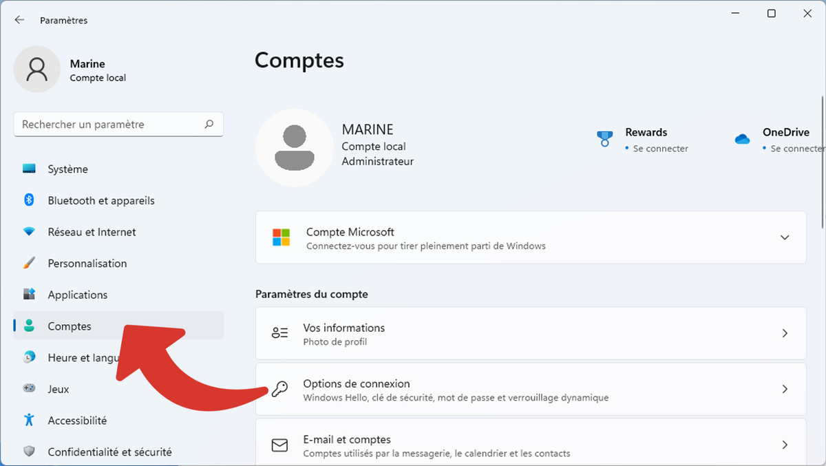 Les Paramètres de Comptes Windows