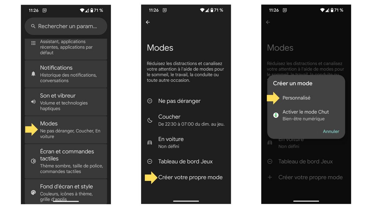 Créez un mode personnalise sur votre smartphone Android. ©Google