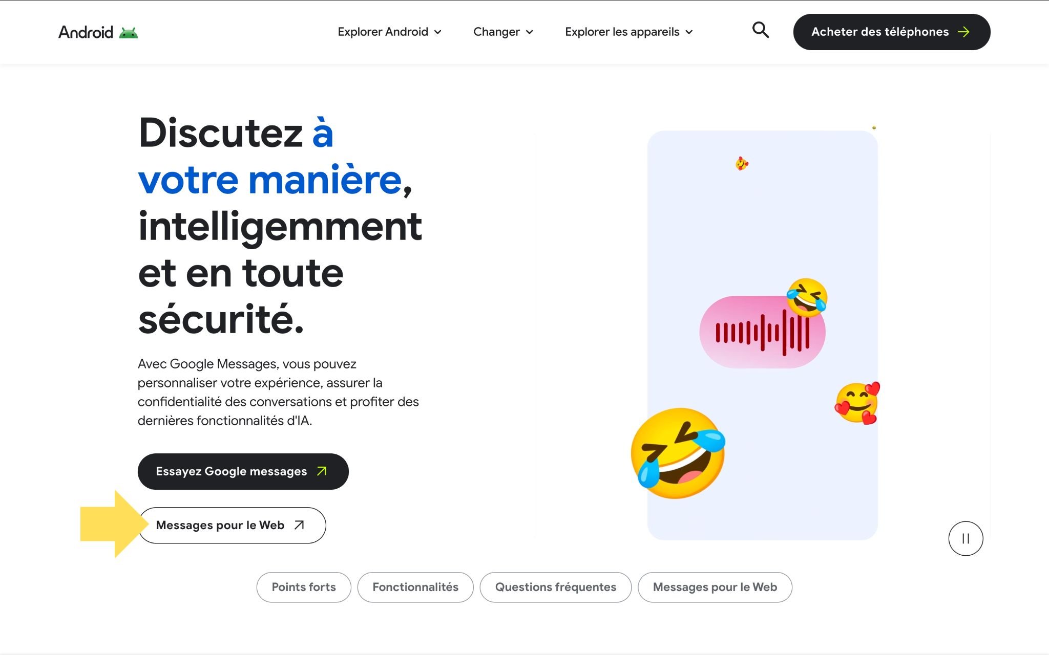 Lancez Messages pour le Web. ©Google