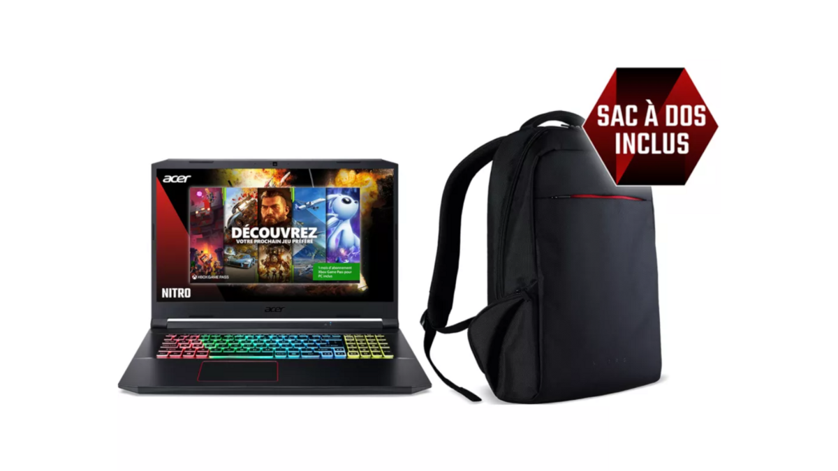 Le PC portable Acer Nitro 5 AN517-52-54PM + sac à dos