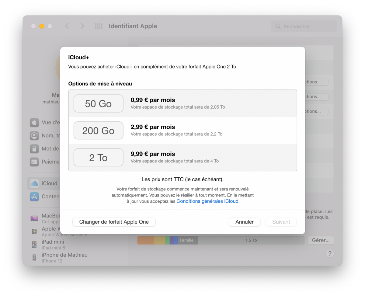 Stockage iCloud iOS