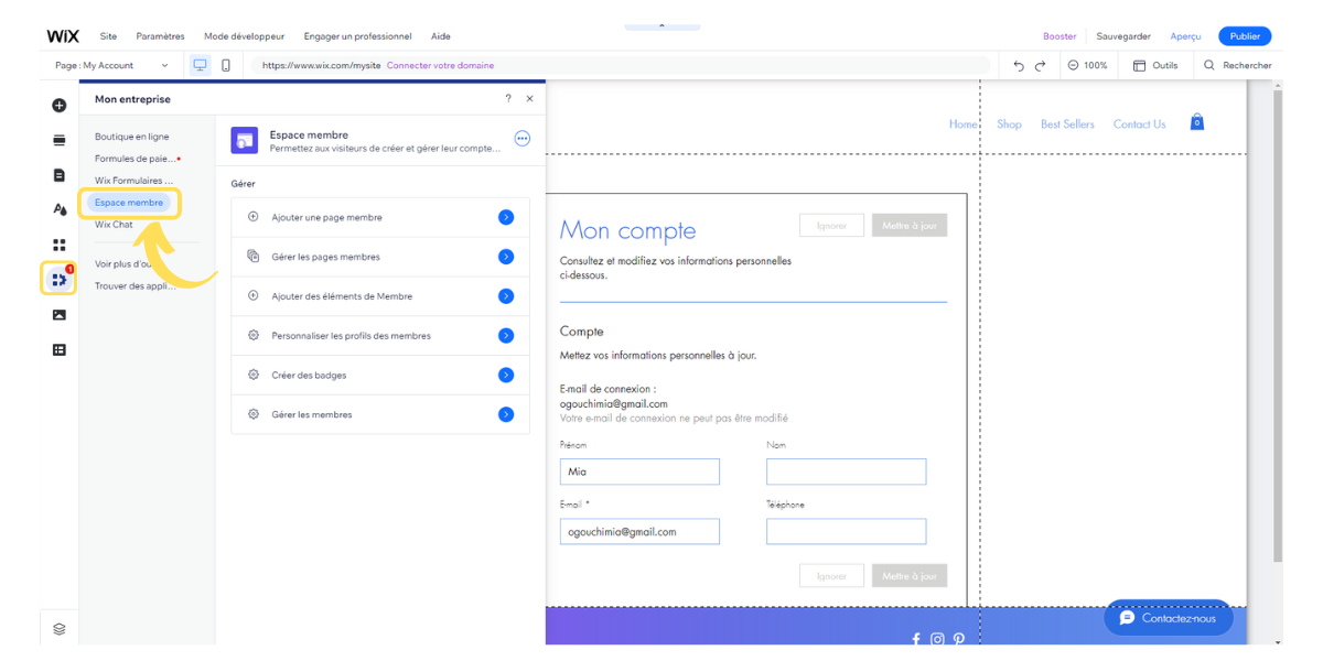 Wix - Création d'un espace membre pour sa boutique en ligne
