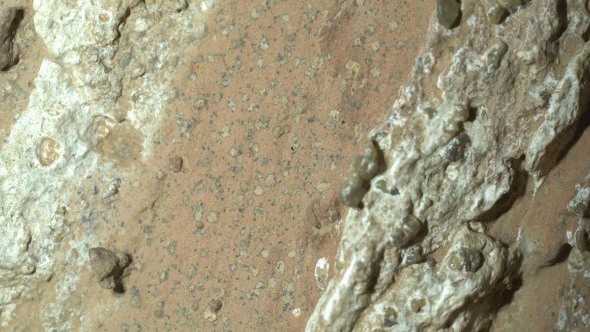Les tâches léopard sur la formation rocheuse Cheyava Falls. ©NASA/JPL-Caltech/MSSS