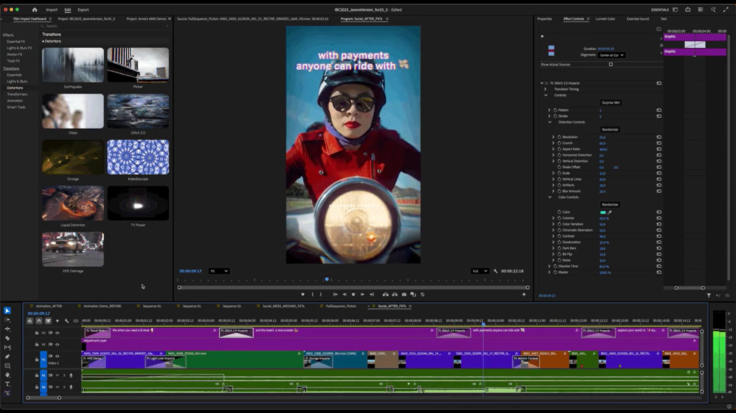 Adobe propose de nombreuses nouveautés pour son logiciel Premiere Pro, comme ici de nouvelles transitions © Adobe