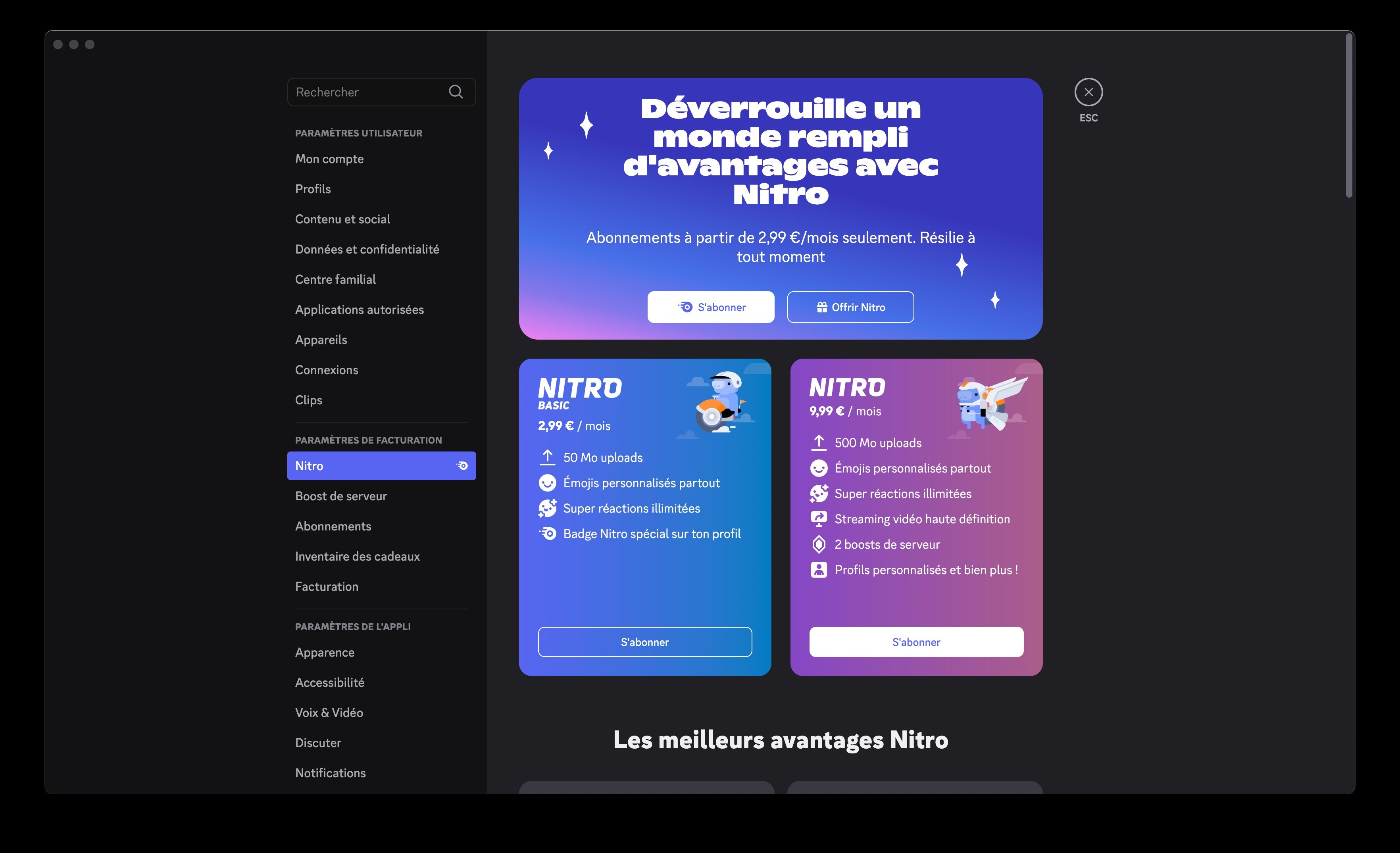 Les offres Discord Nitro en France. © Clubic