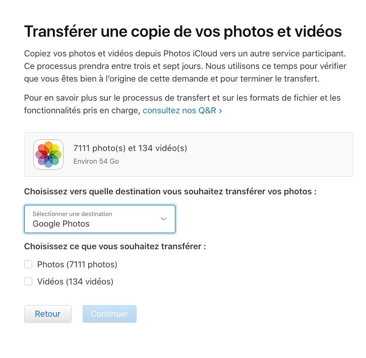 iCloud vers Google Photos Apple-2