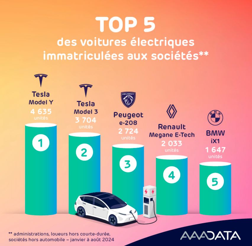  Pour les entreprises, Tesla est la marque de choix. © Capture d'écran / AAADATA