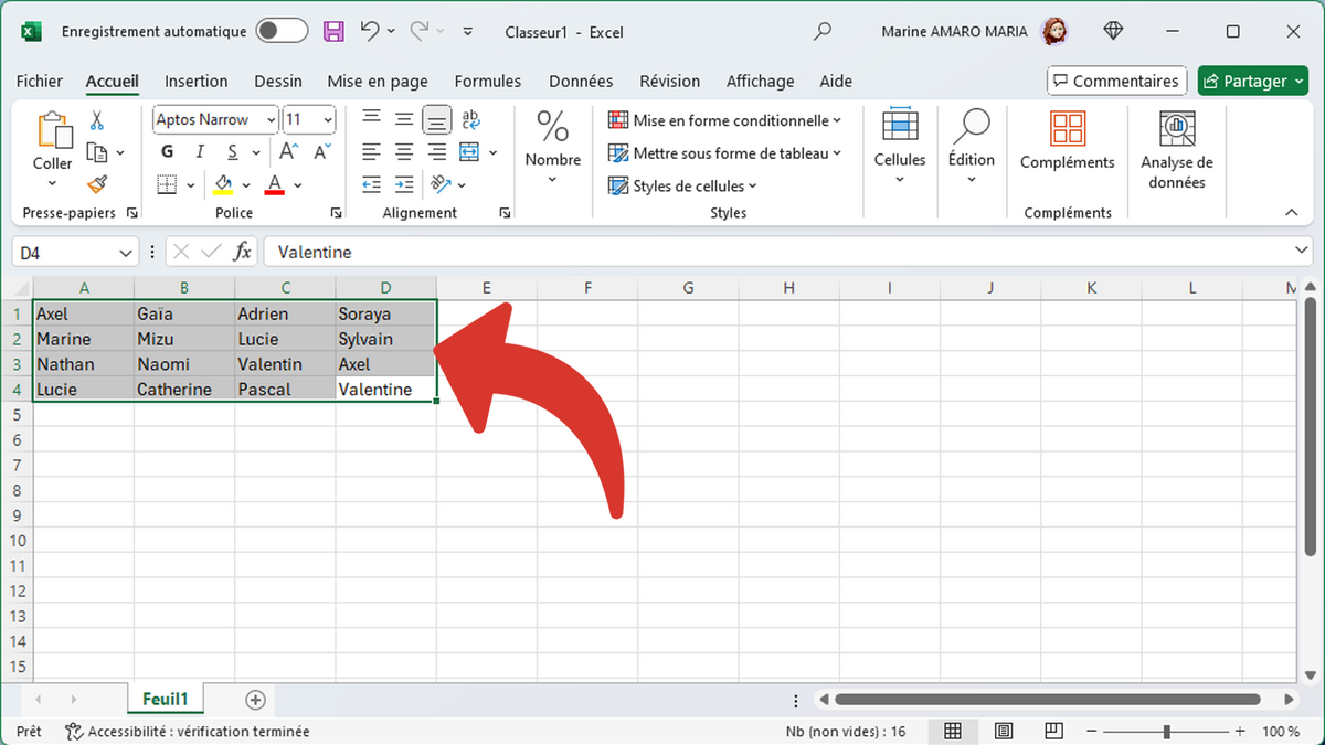 Sélectionner des cellules dans le tableur Excel © Clubic