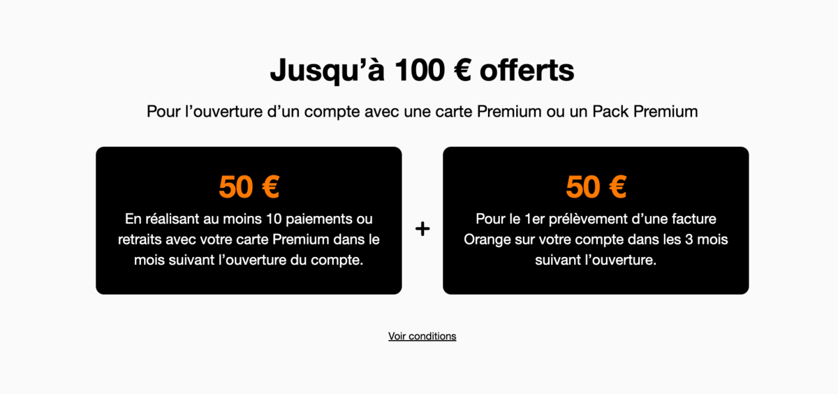 Orange Bank - Une prime d'ouverture jusqu'à 100€