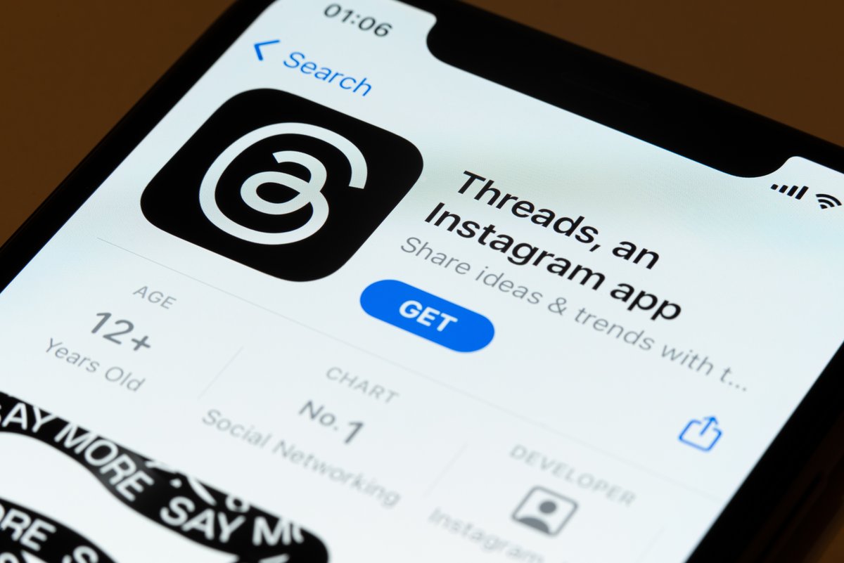  Threads, le réseau social lancé par Meta en 2023, a très rapidement gagné en popularité. © DVKi / Shutterstock