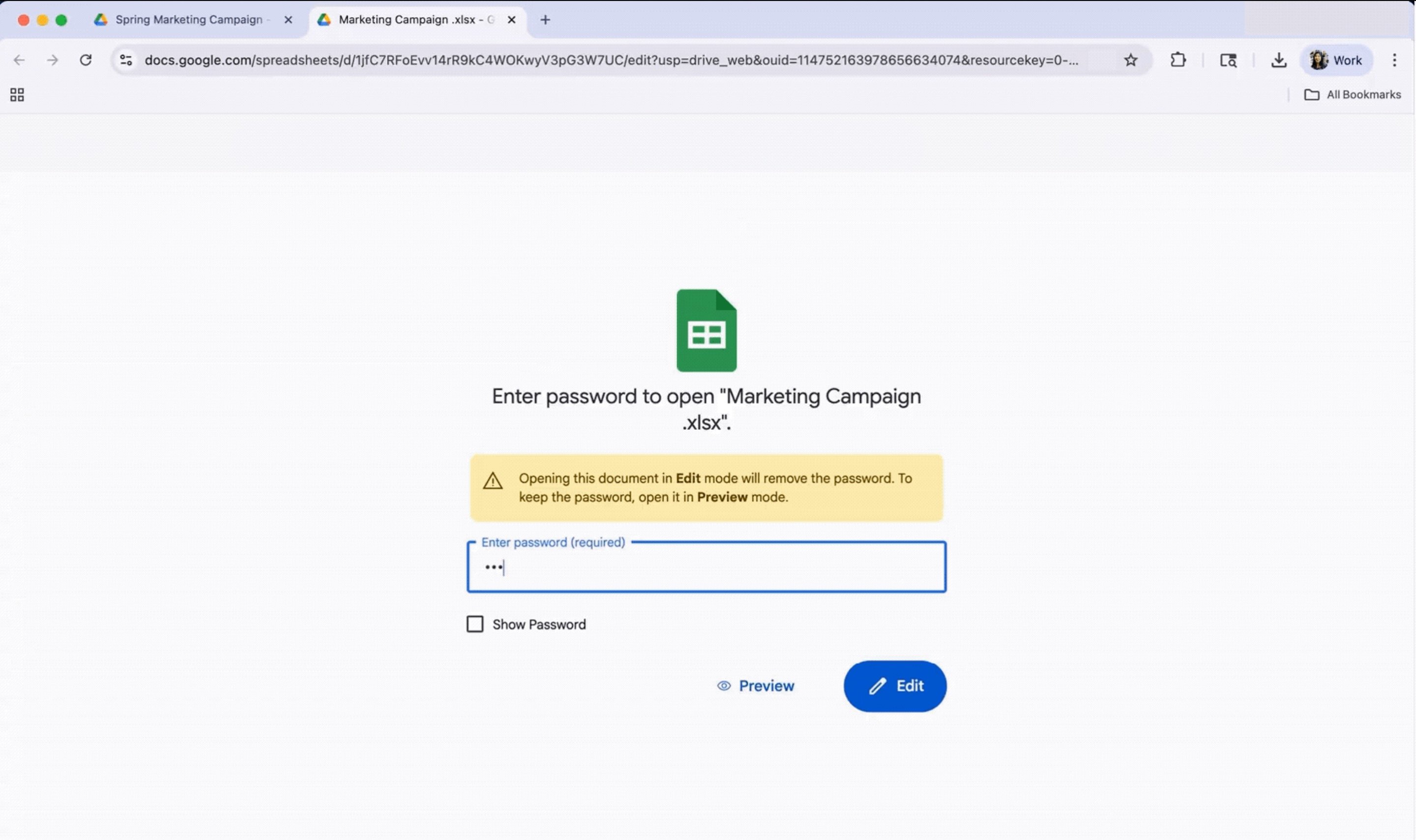 Modifiez les fichiers Office protégés par mot de passe directement dans Google Workspace. ©Google