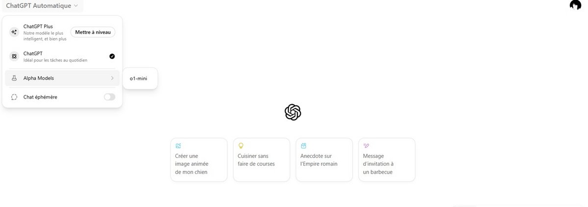 Vérifiez si vous pouvez accéder à la version gratuite de ChatGPT o1-mini - Capture d'écran © Open AI / Mélina Loupia pour Clubic