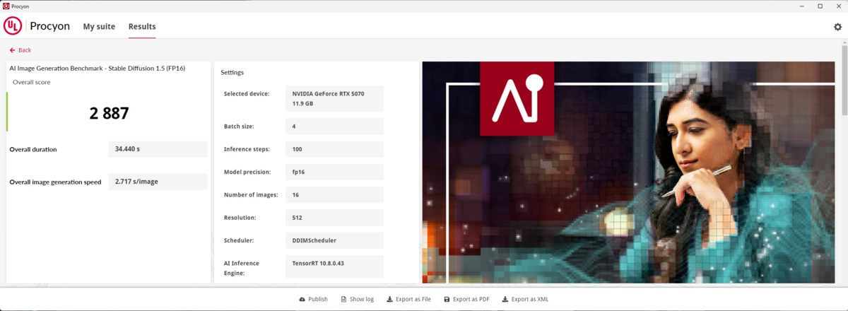 Les performances en IA générative sur Stable Diffusion. ©Le Studio Clubic