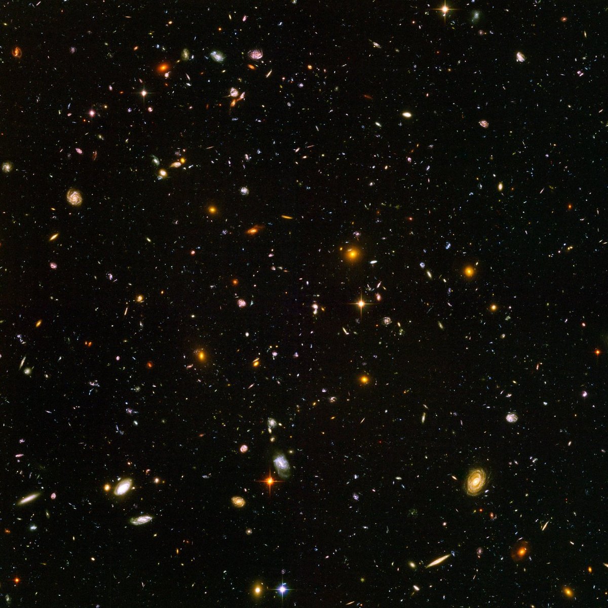 Le champ ultra profond et ses galaxies. Crédits : NASA/ESA/HST