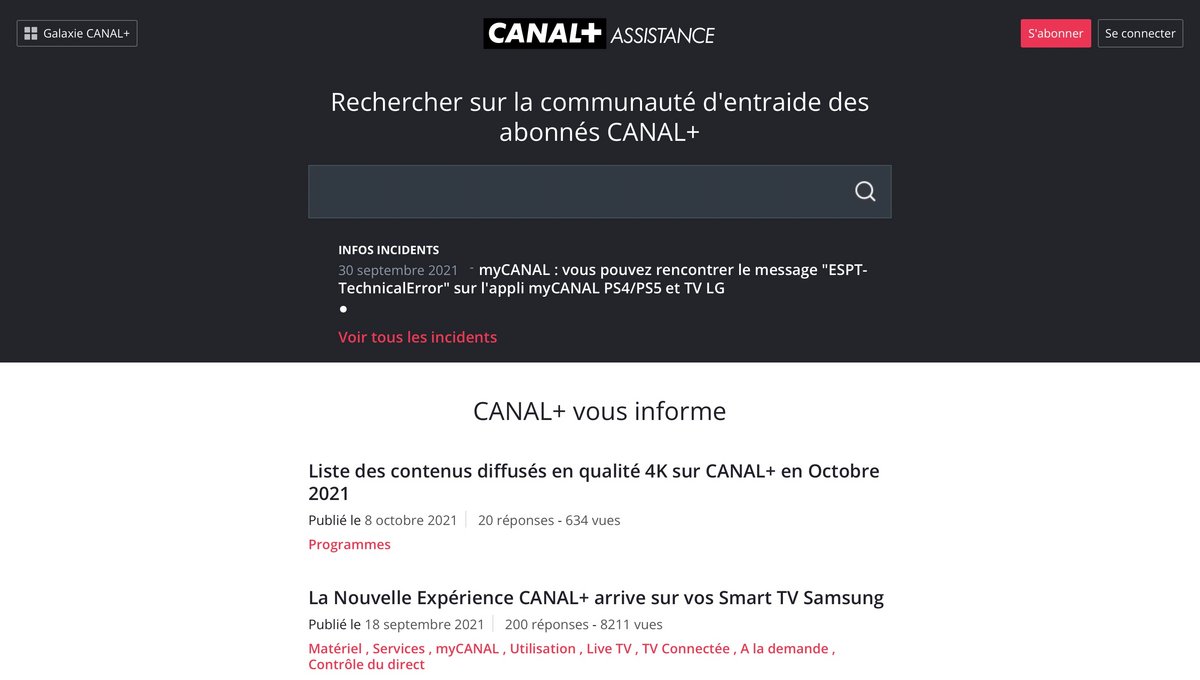 myCanal - La section assistance
