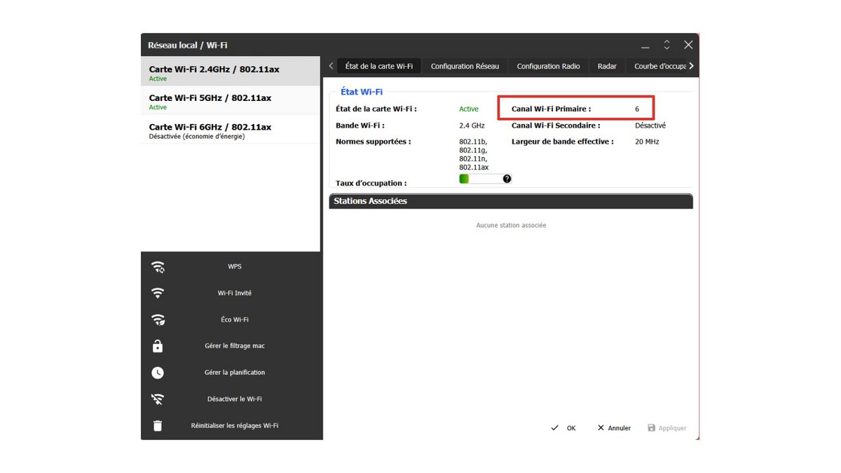 Interface routeur Free pour changer de canal WiFi  © Pascale Duc pour Clubic