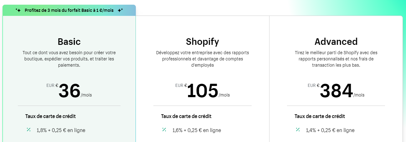 @Shopify : un changement de tarif pour les forfaits sans engagement