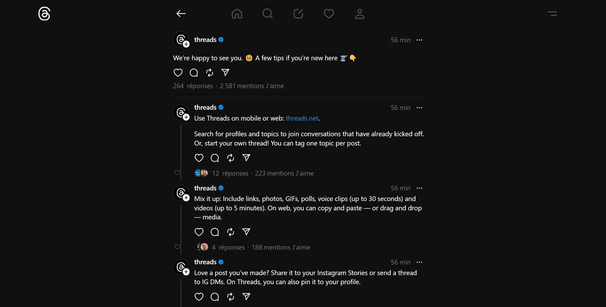 On interragit sur Threads à peu près comme sur X © Threads / Alexandre Schmid pour Clubic