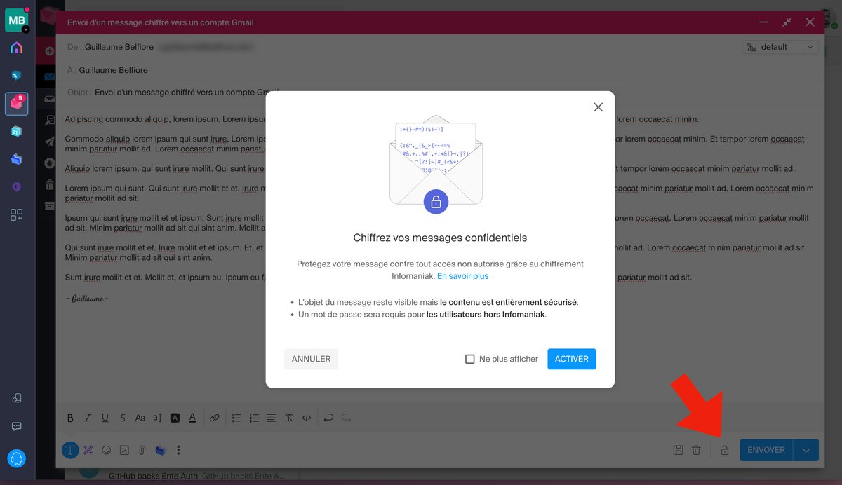 Infomaniak - Options de validation des connexions à la boîte mail