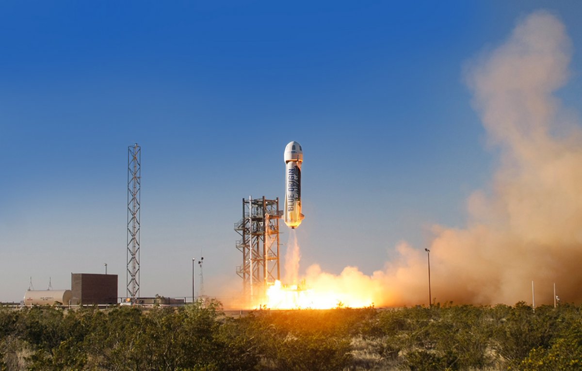 Le premier décollage de New Shepard dans sa version actuelle, en avril 2015 © Blue Origin