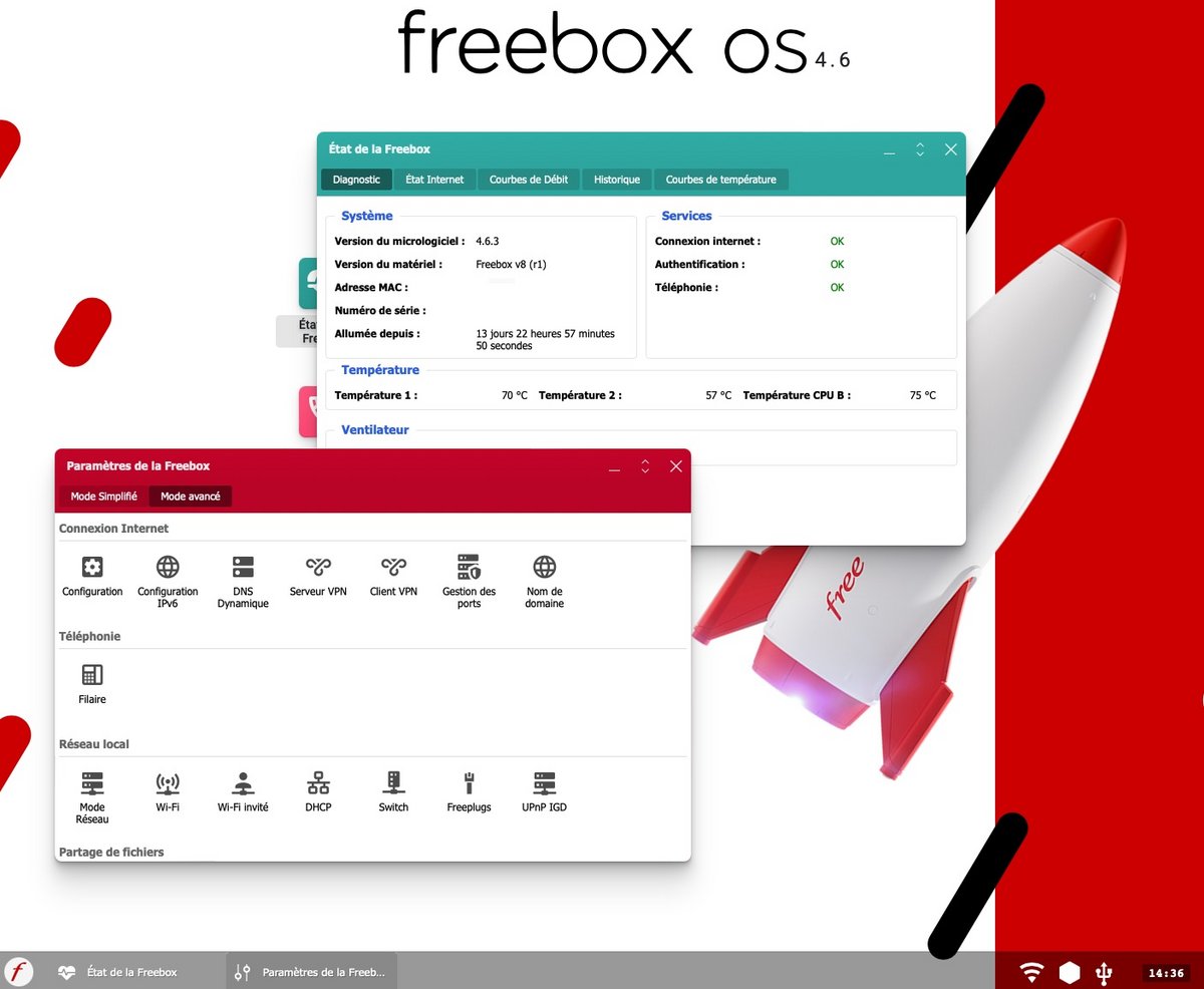 Freebox OS : une très bonne interface de gestion © Capture d'écran pour Clubic