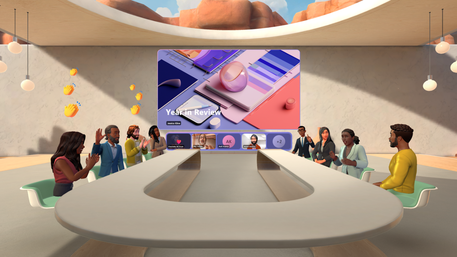 Non, il ne s'agit pas d'un nouveau jeu Kinect, mais bien d'une conférence Teams. © Microsoft