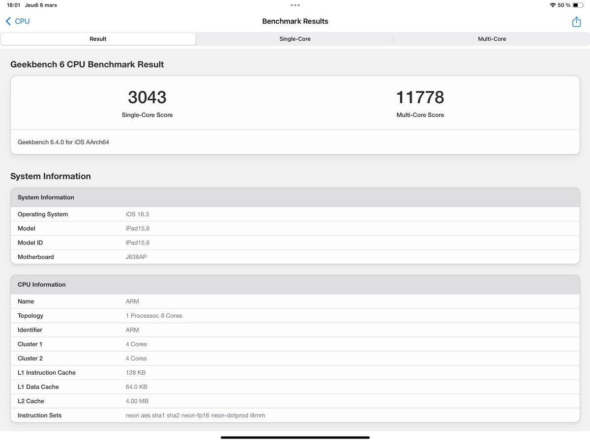 iPad Air M3 Geekbench