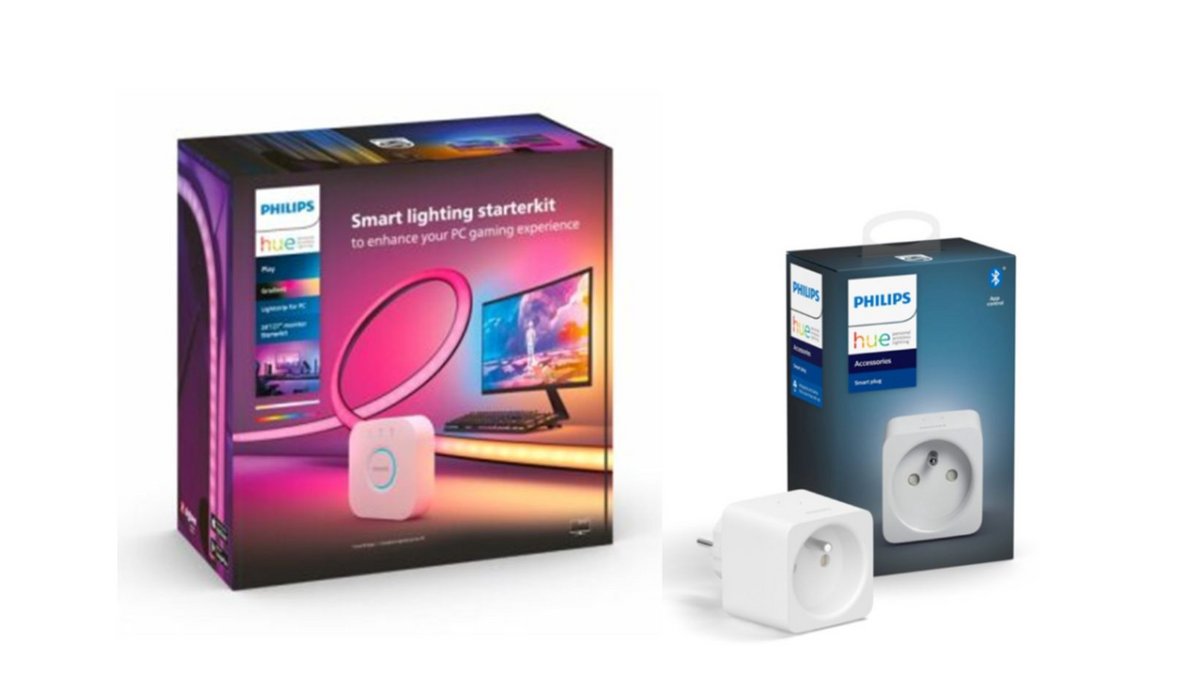 Le pack Lightstrip PC Hue Play Gradiant + Prise connectée Hue + Bridge 