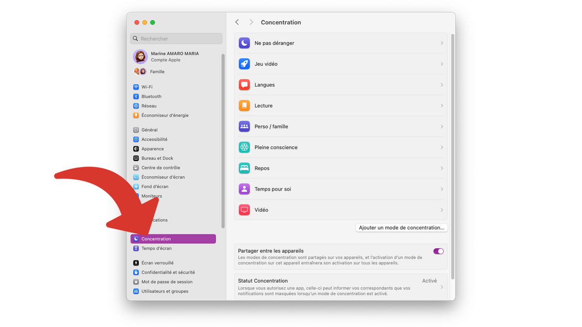 Les modes de concentration sur Mac © Clubic