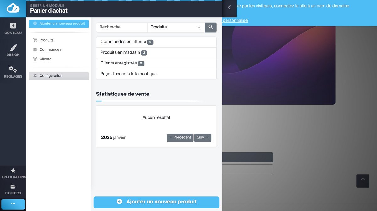 Une interface simplifiée pour vous lancer dans l'e-commerce © Infomaniak