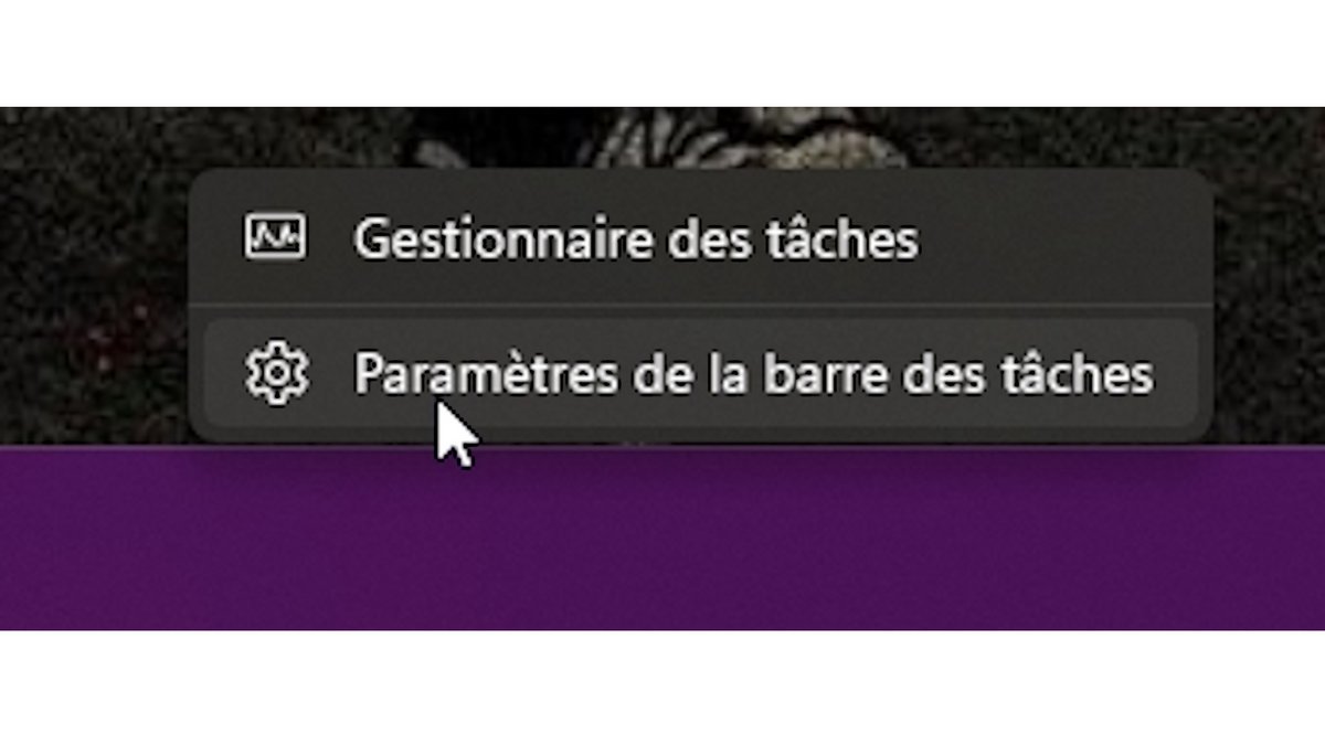 Le menu pour se rendre dans les paramètres de la barre des tâches