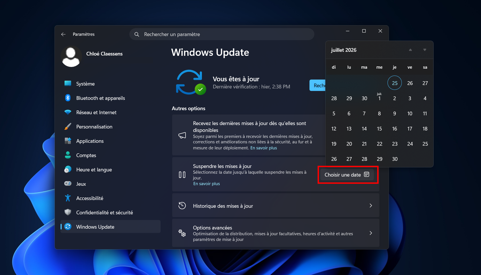 Besoin de suspendre les mises à jour Windows jusqu'à une date précise ? Il existe maintenant une vraie fonction pour ça. © Clubic