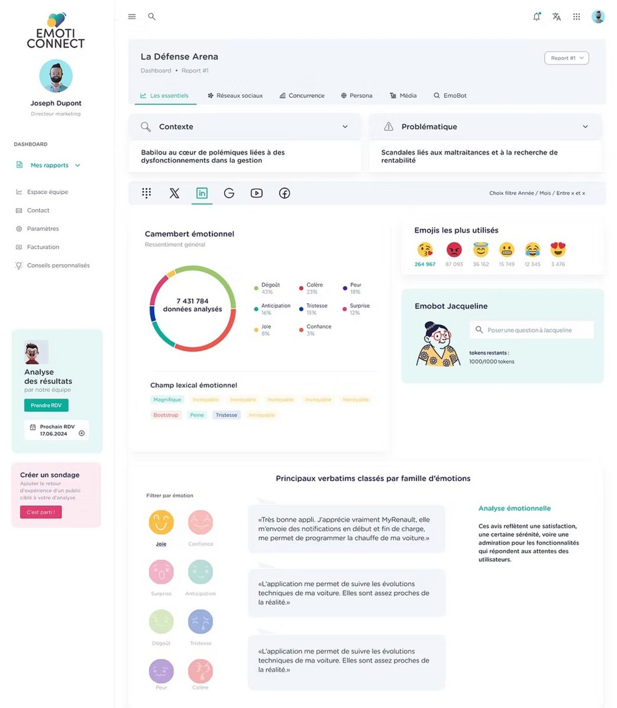 Un exemple de l'interface d'Emoticonnect et de toutes ses possibilités. © Capture d'écran Clubic
