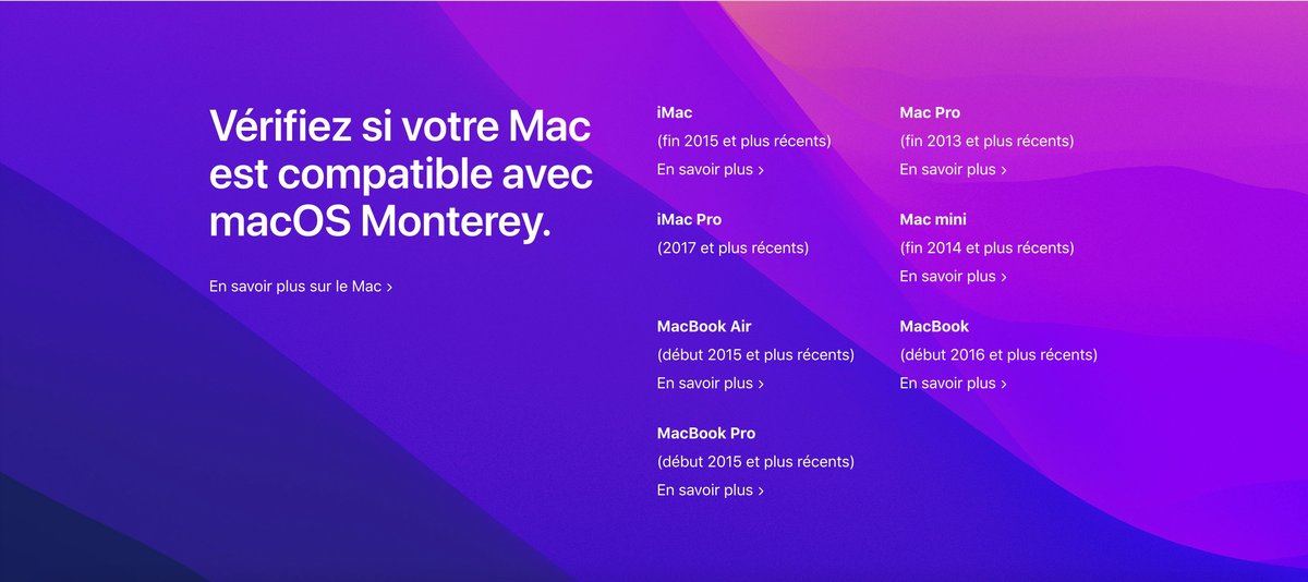 macOS Monterey compatibilité