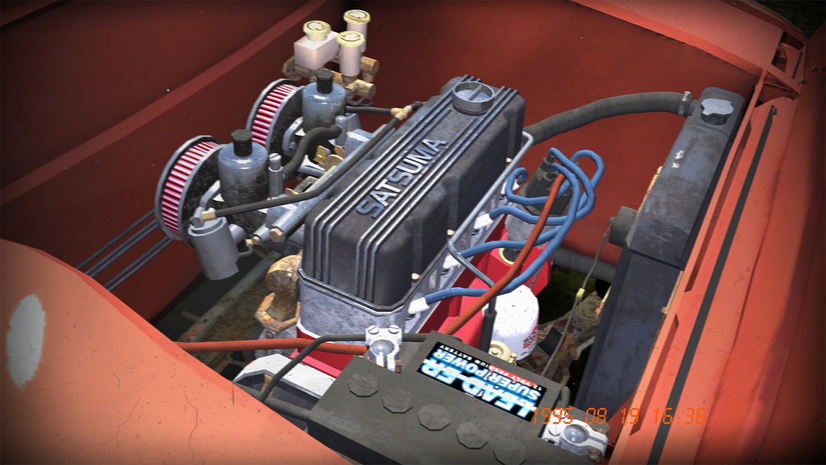 My Summer Car, c'est l'évaluation du joueur à monter toutes les pièces de sa voiture et à évoluer dans les scènes d'un univers de simulation de vie © Amistech Games