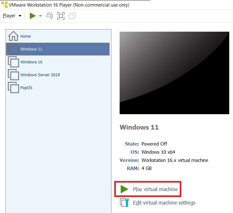 vmware player installation windows 11