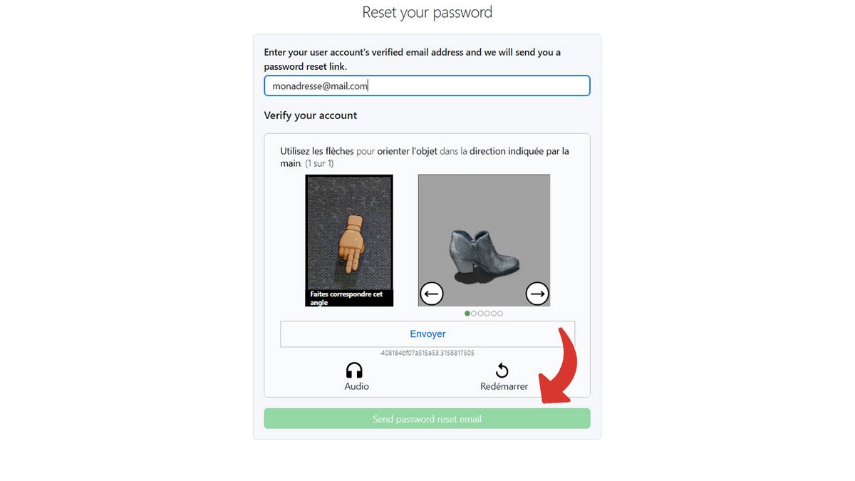 Réinitialisation du mot de passe dans GitHub © Pascale Duc pour Clubic