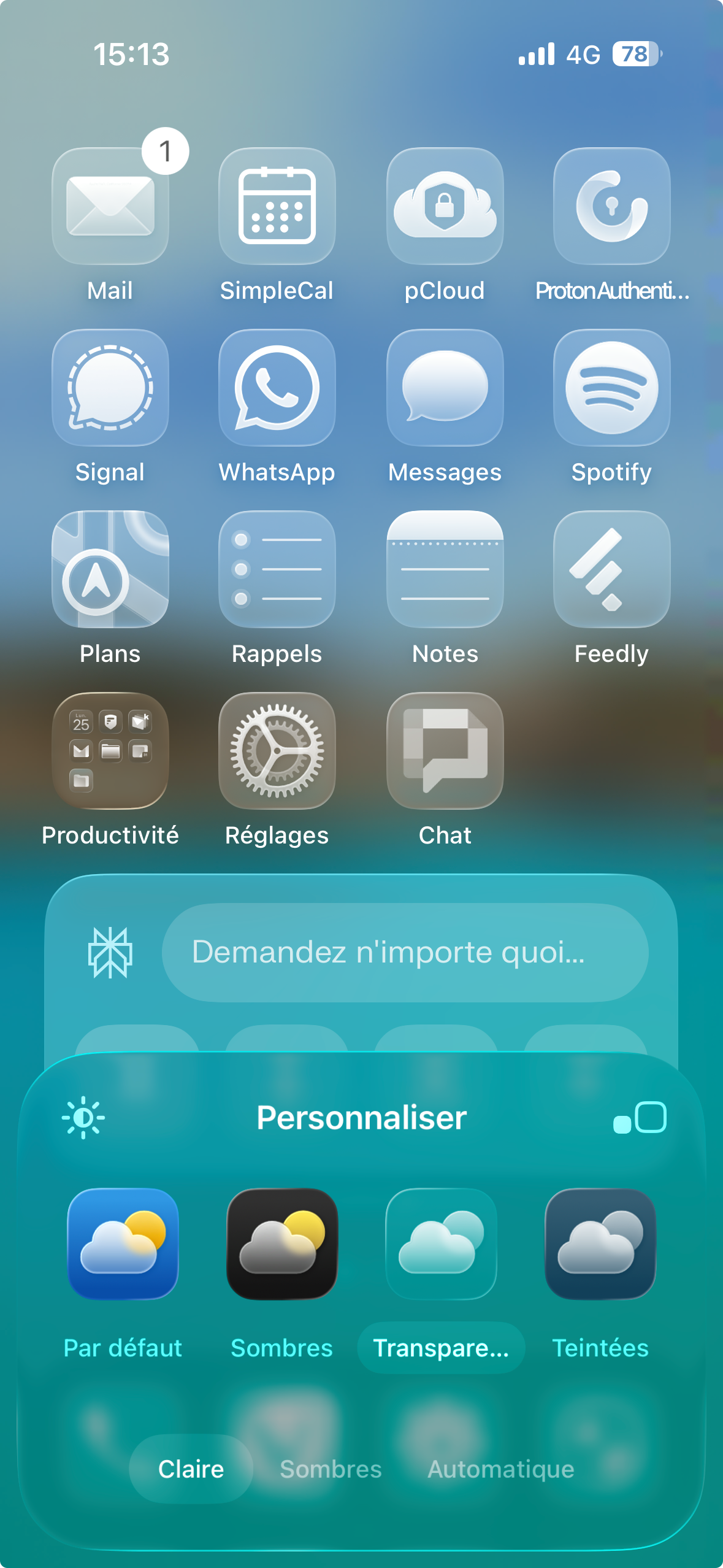 Les icpones transparentes en clair