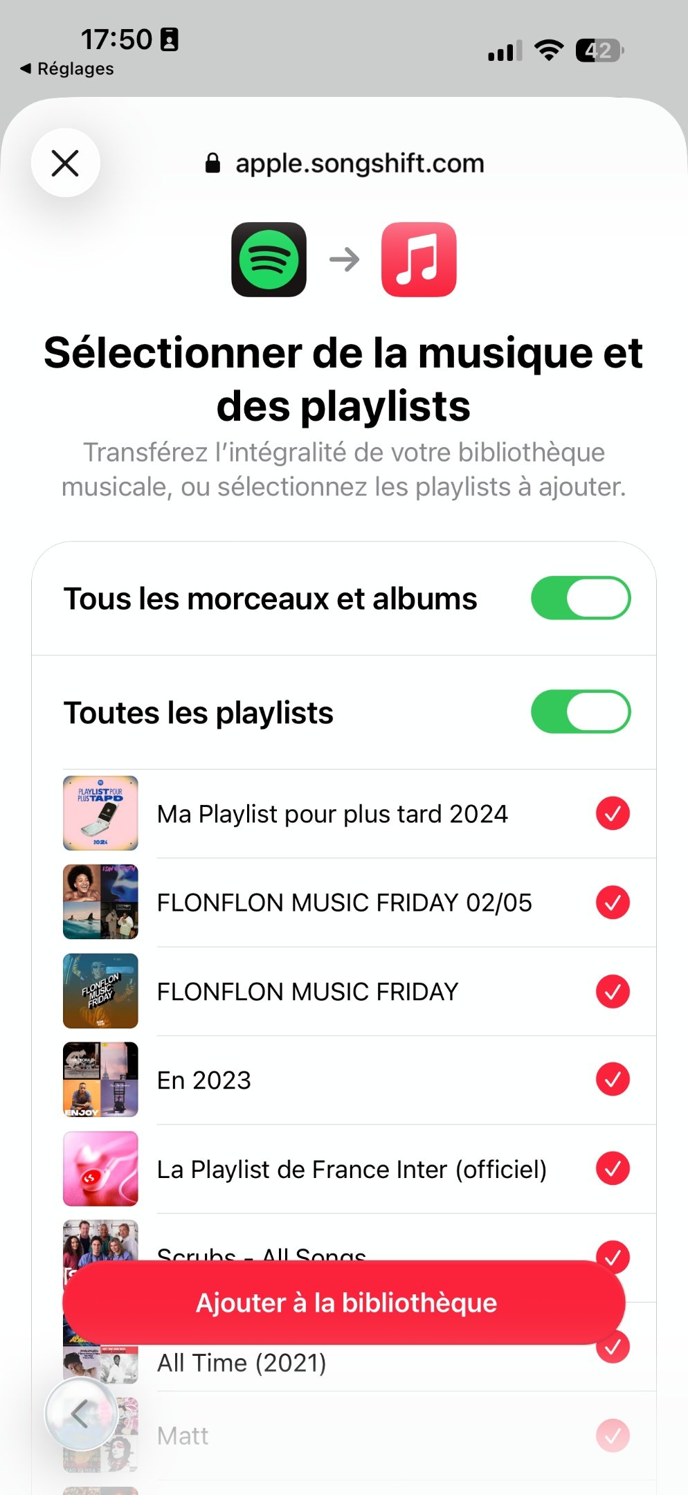 Spotify Apple Music Transfert