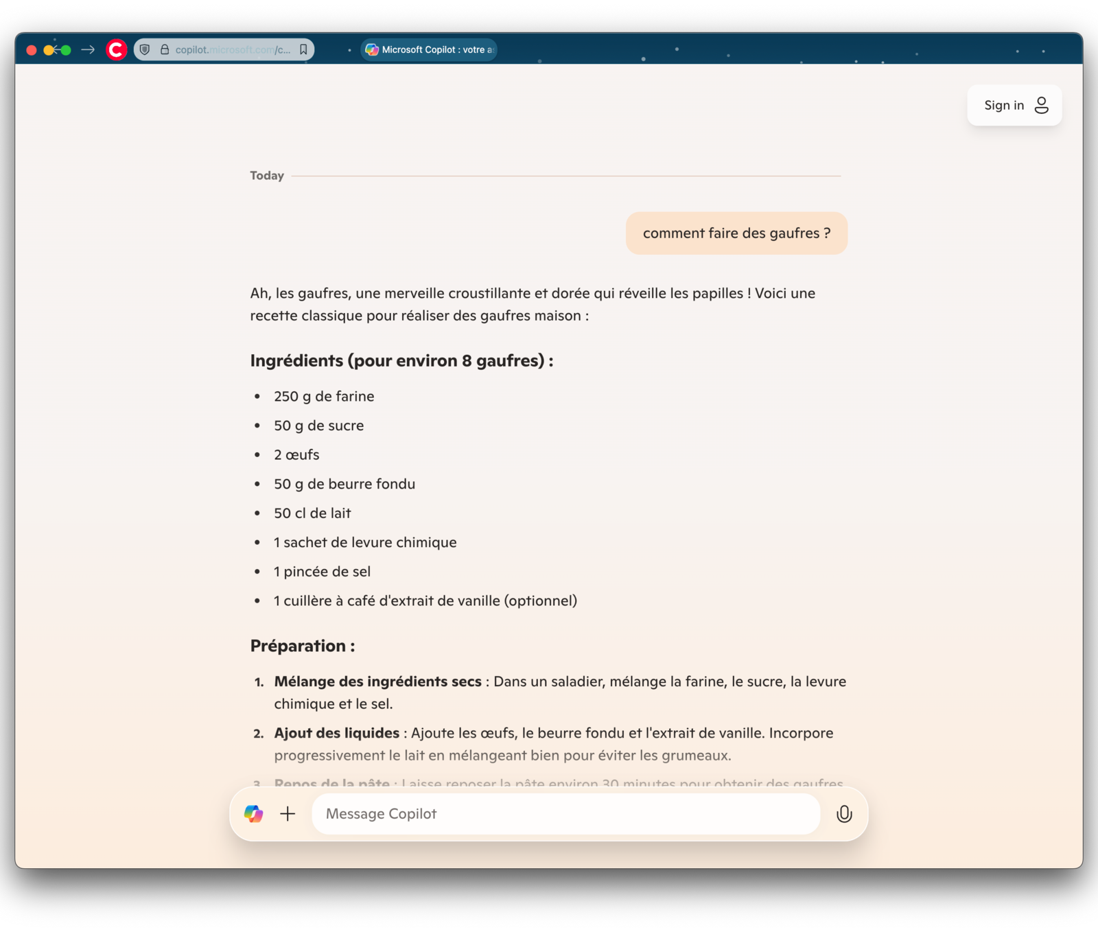 Gauche : Bing Copilot search - Droite : Copilot