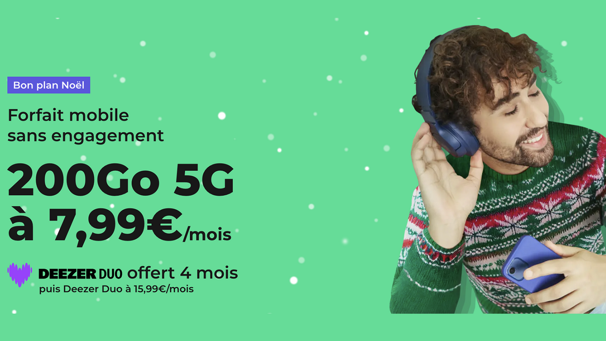 Le forfait RED by SFR 200go en 5G à 7,99 €/mois. © RED by SFR