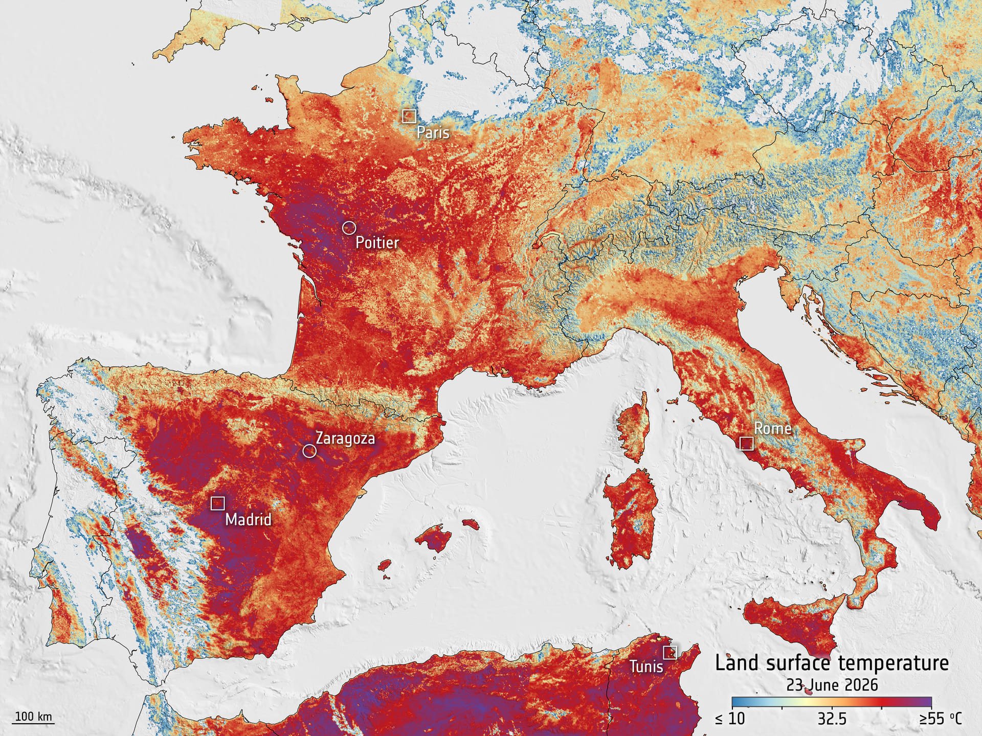 L'Europe sent la chaleur sous nos pieds. © ESA