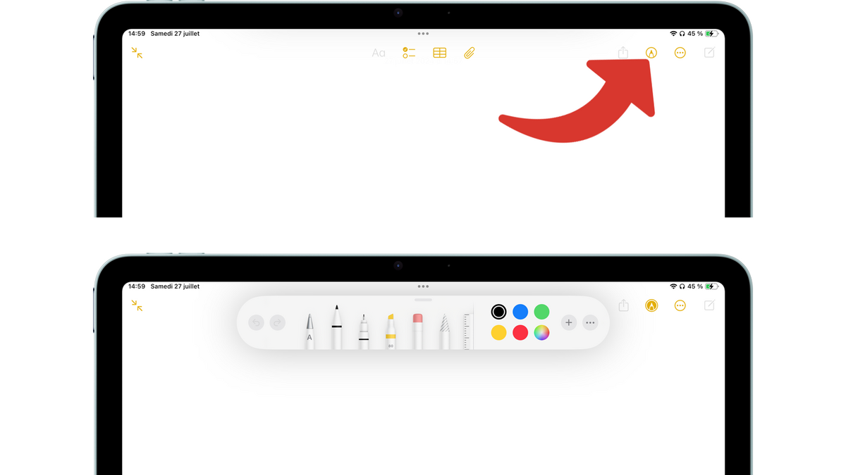 Activer le mode annotation sur l'app Notes © Clubic