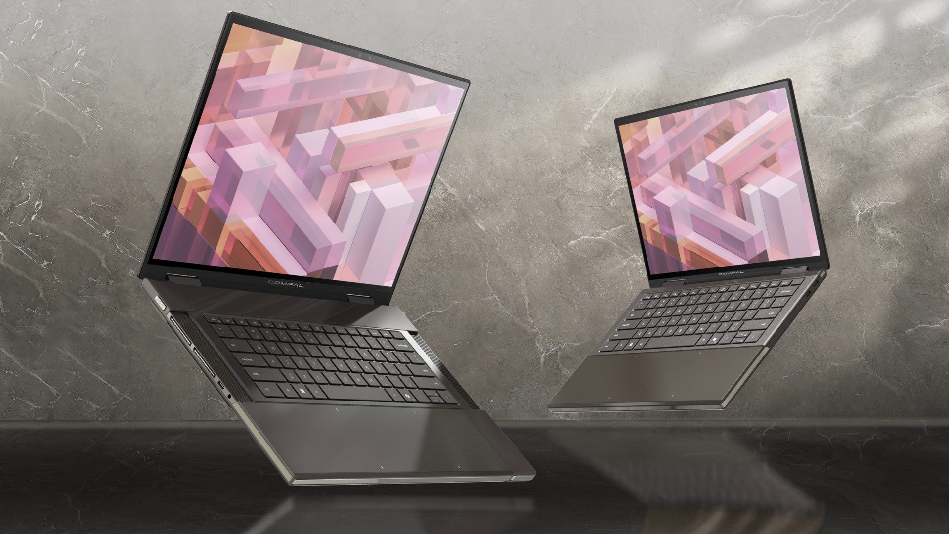 Sur l'AdaptX, l'écran peut par exemple être utilisé indépendamment du clavier // © Compal