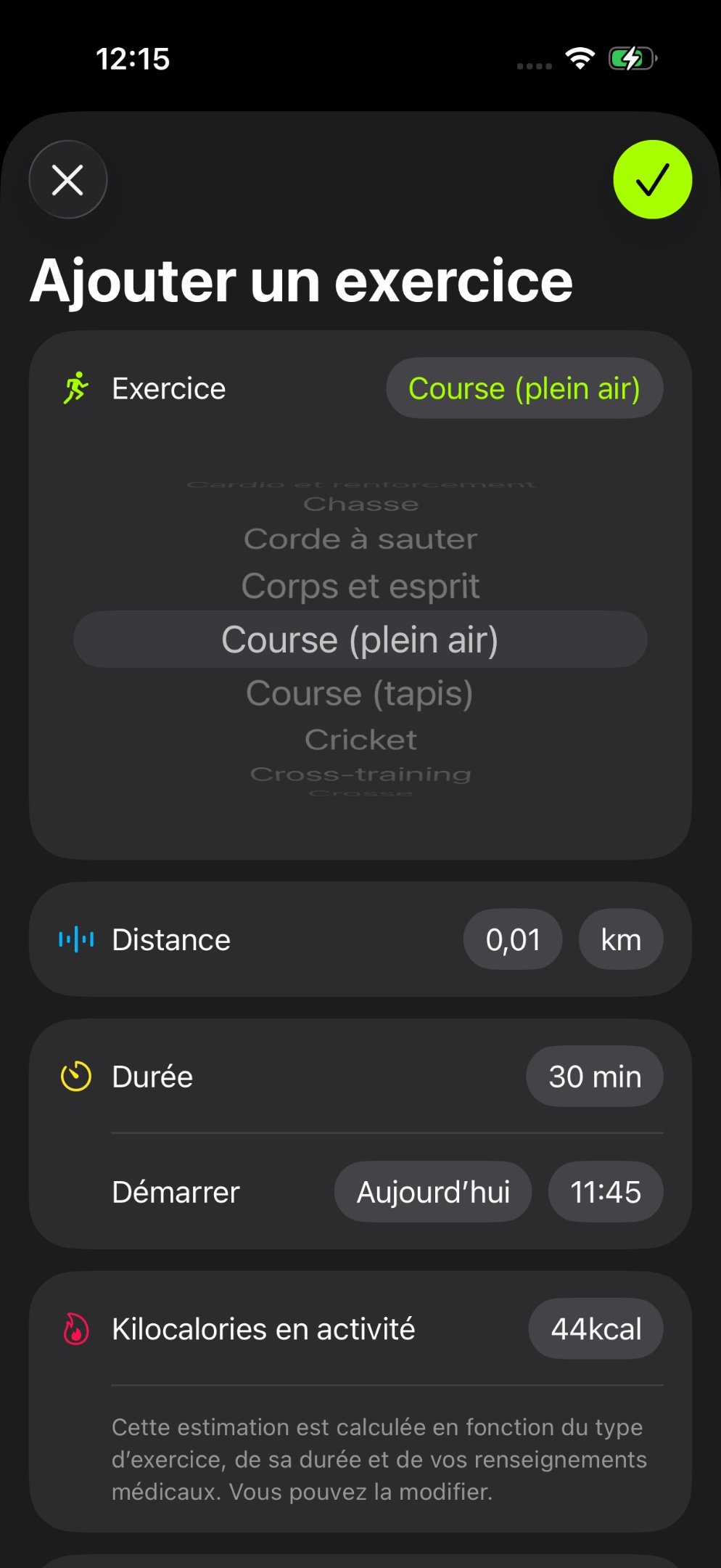 Des exercices personnalisés sur iPhone 
